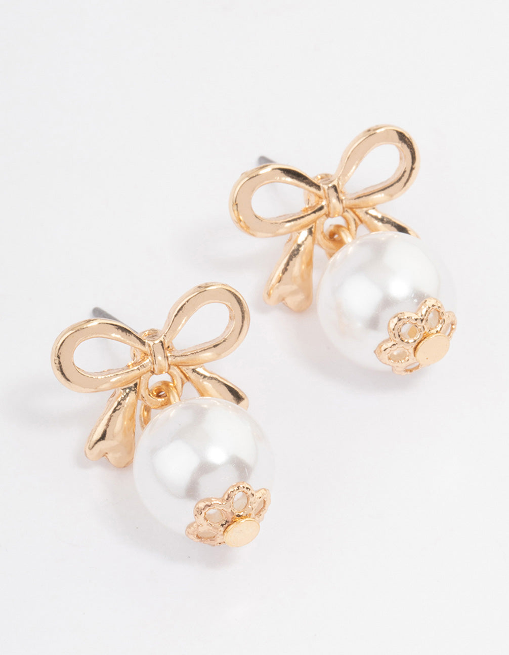 Stunning Gold Bow and Pearl Drop Style Earrings for Jewelry Lovers