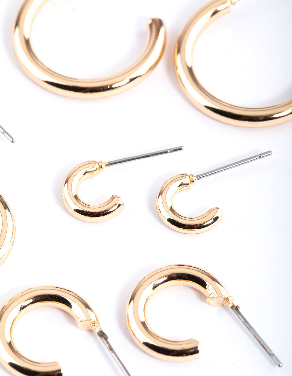 4-Pack Gold Basic Round Hoop Earrings for All Occasions