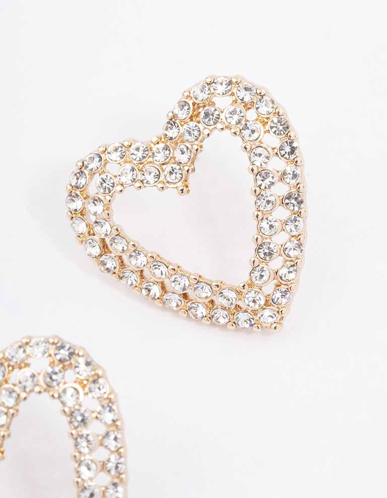 Gorgeous Gold-Toned Heart Stud Earrings for a Romantic Look