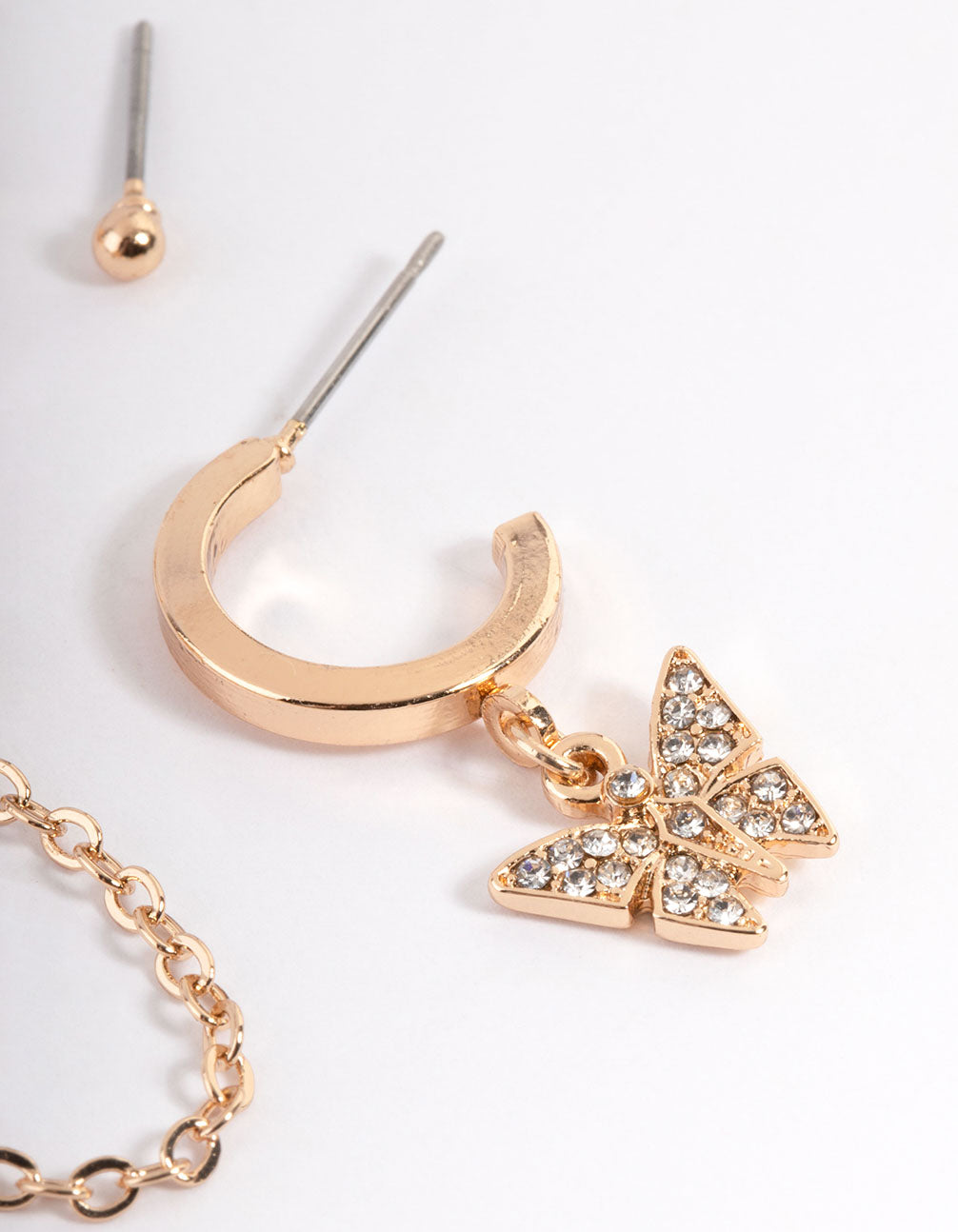 Stylish Gold Butterfly-themed Garden Stackable Stud Earrings for a Fashionable Look