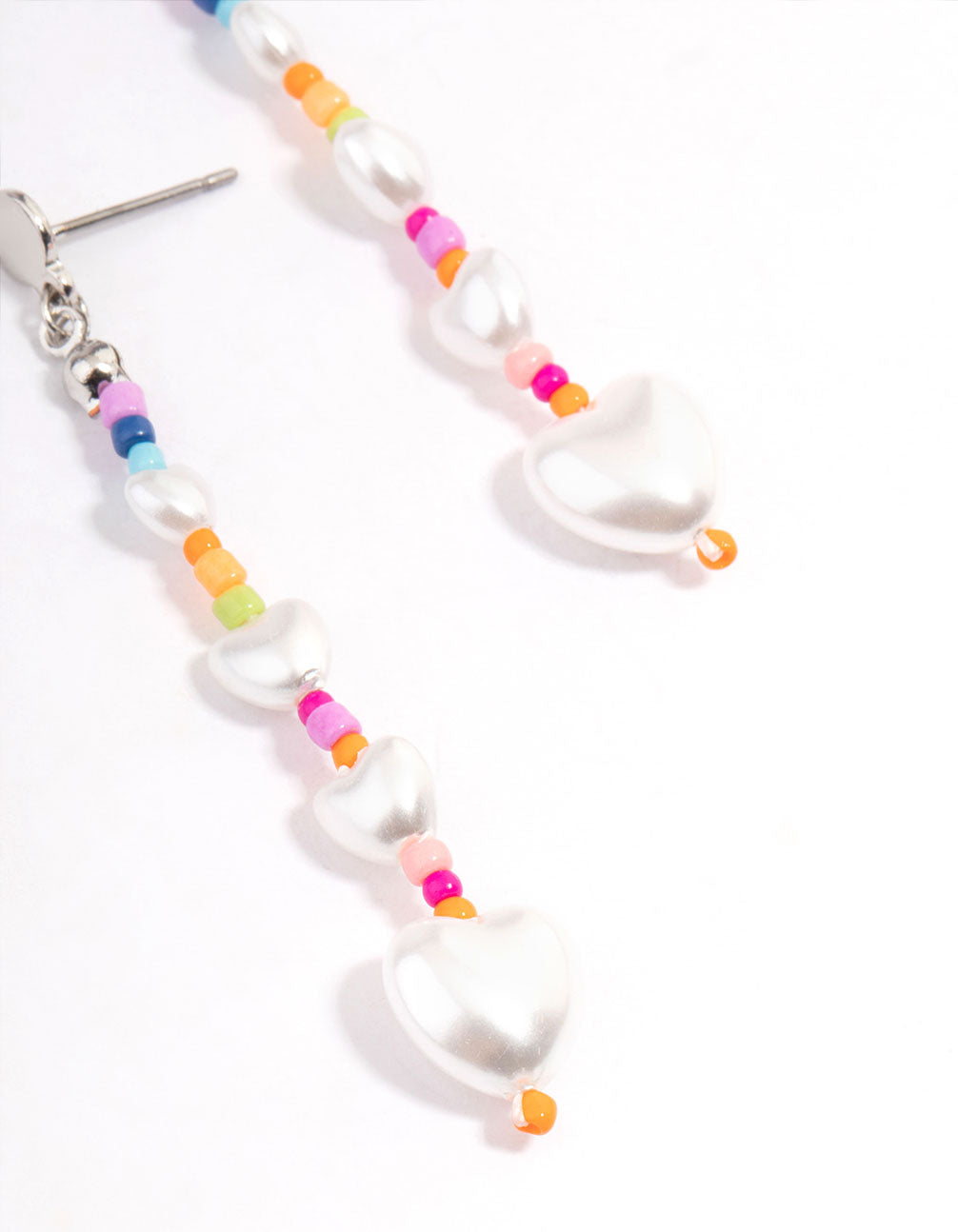 Trendy Gold Heart and Bead Drop Earrings Inspired by Early 2000s