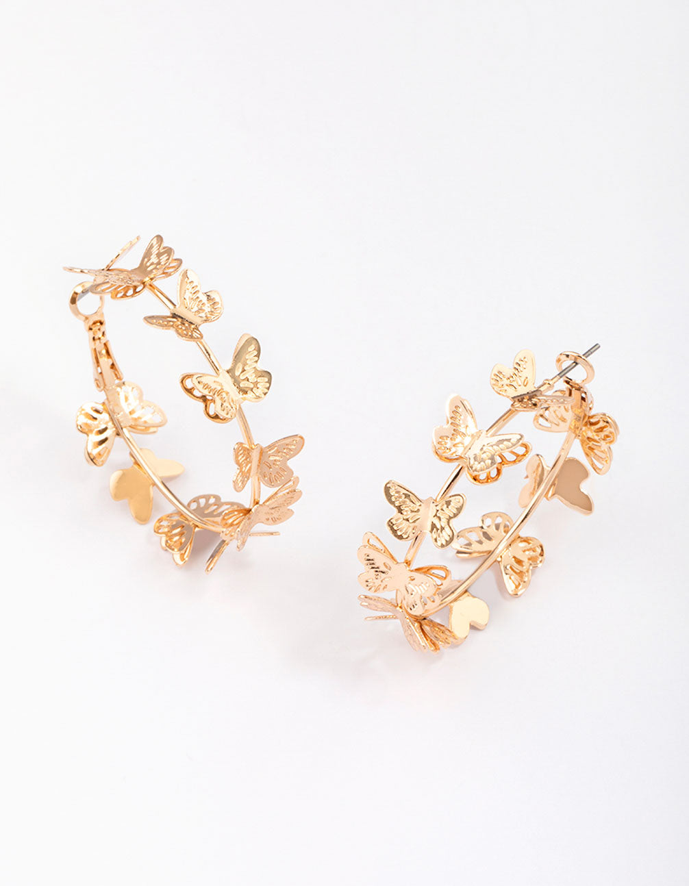 Medium-sized Gold Hoop Earrings with Enchanting Butterfly Motifs