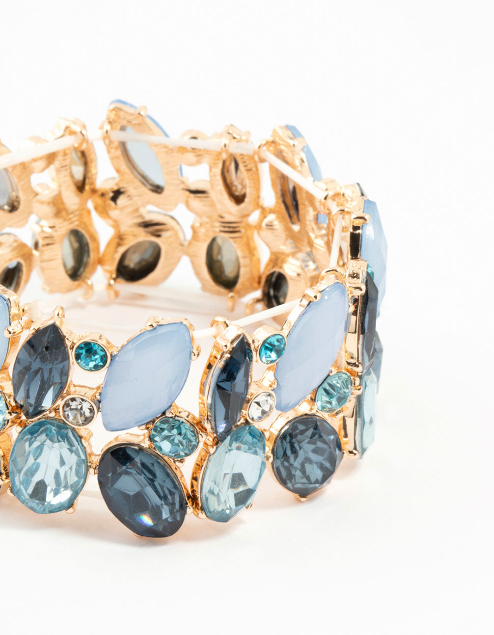 Gorgeous Gold and Blue Crystal Cluster Bracelet for Trendy Look