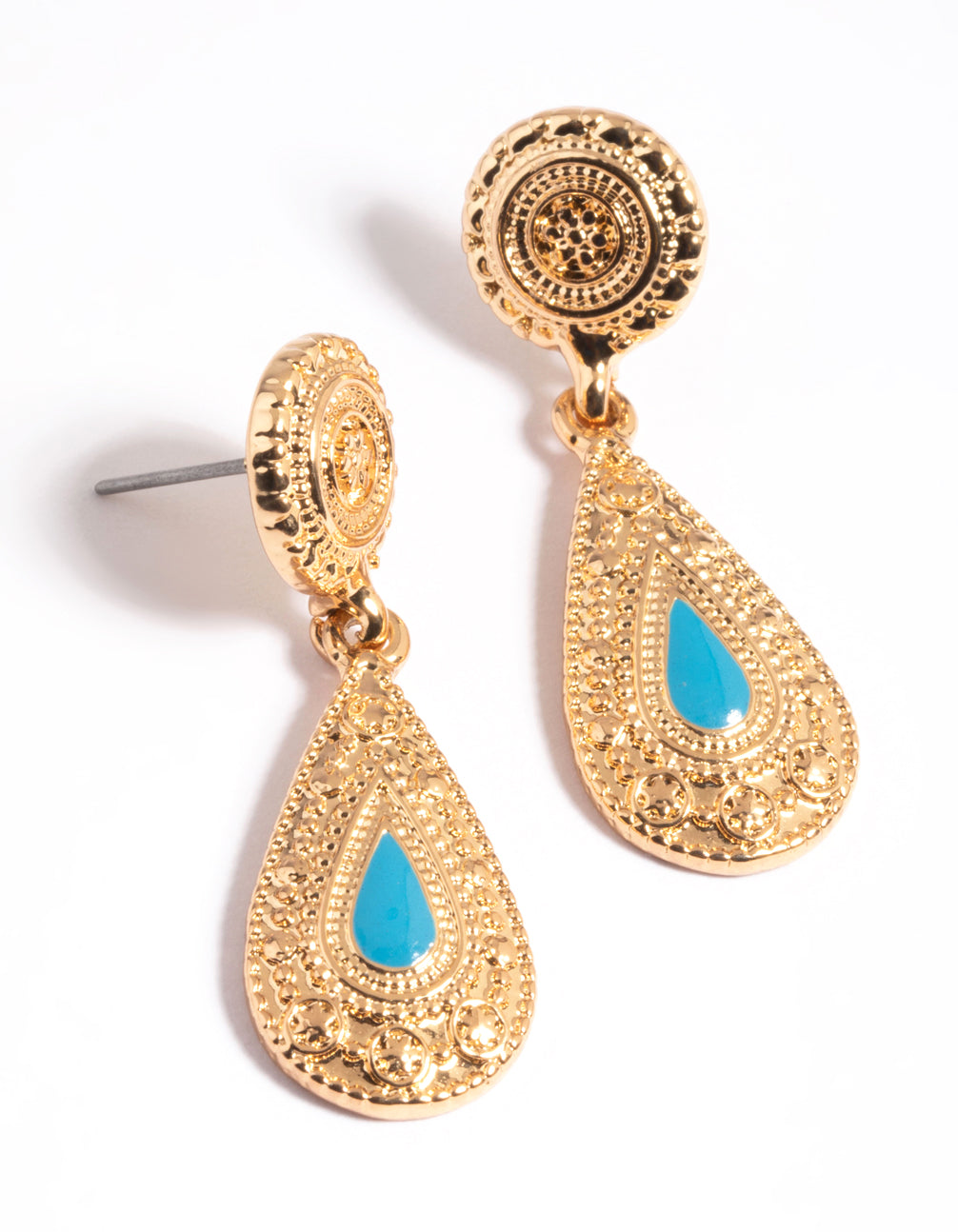 Gorgeous Gold Bohemian Pear - Shaped Enamel Drop Earrings for Trendy Looks