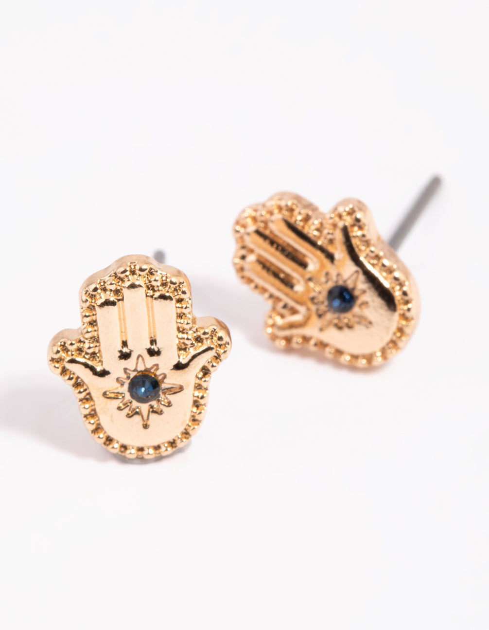 Stylish Gold-Tone Hamsa Hand Symbol Stud Earrings for Fashionable Accessories