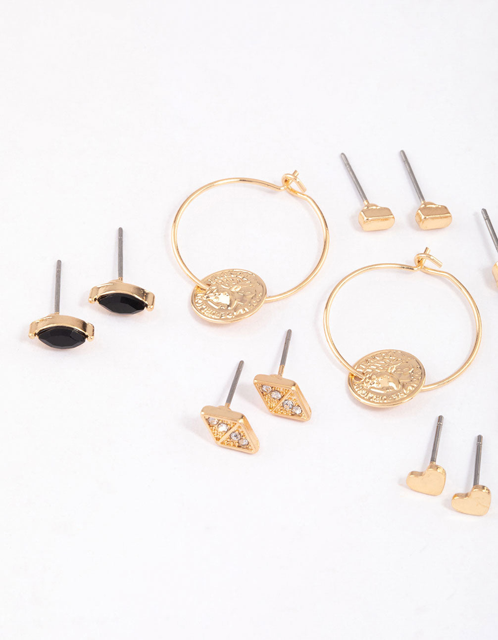 8-Piece Gold Beaded and Coin Motif Earrings Set