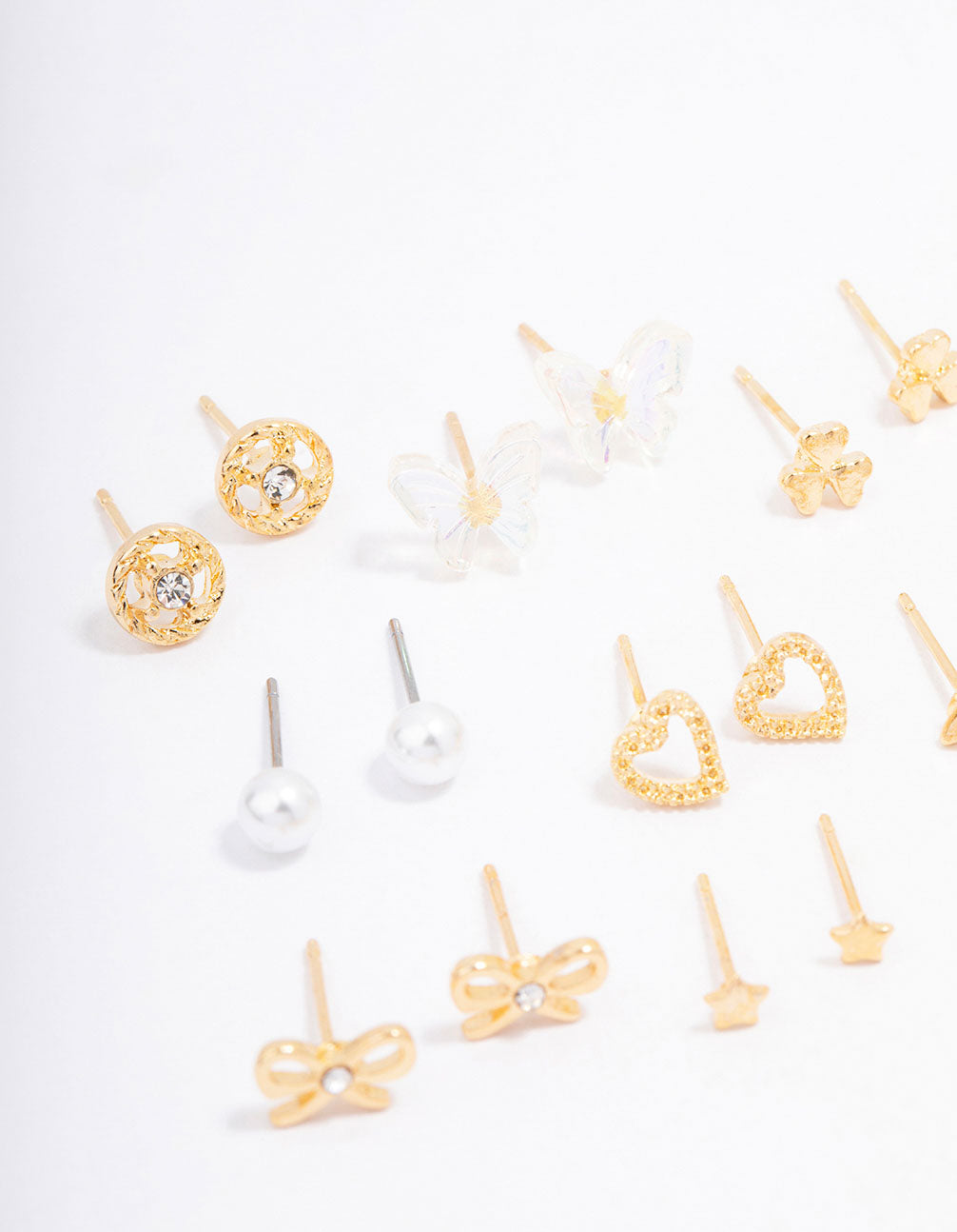 12-Piece Gold-Tone Delicate Butterfly Stud Earrings Set