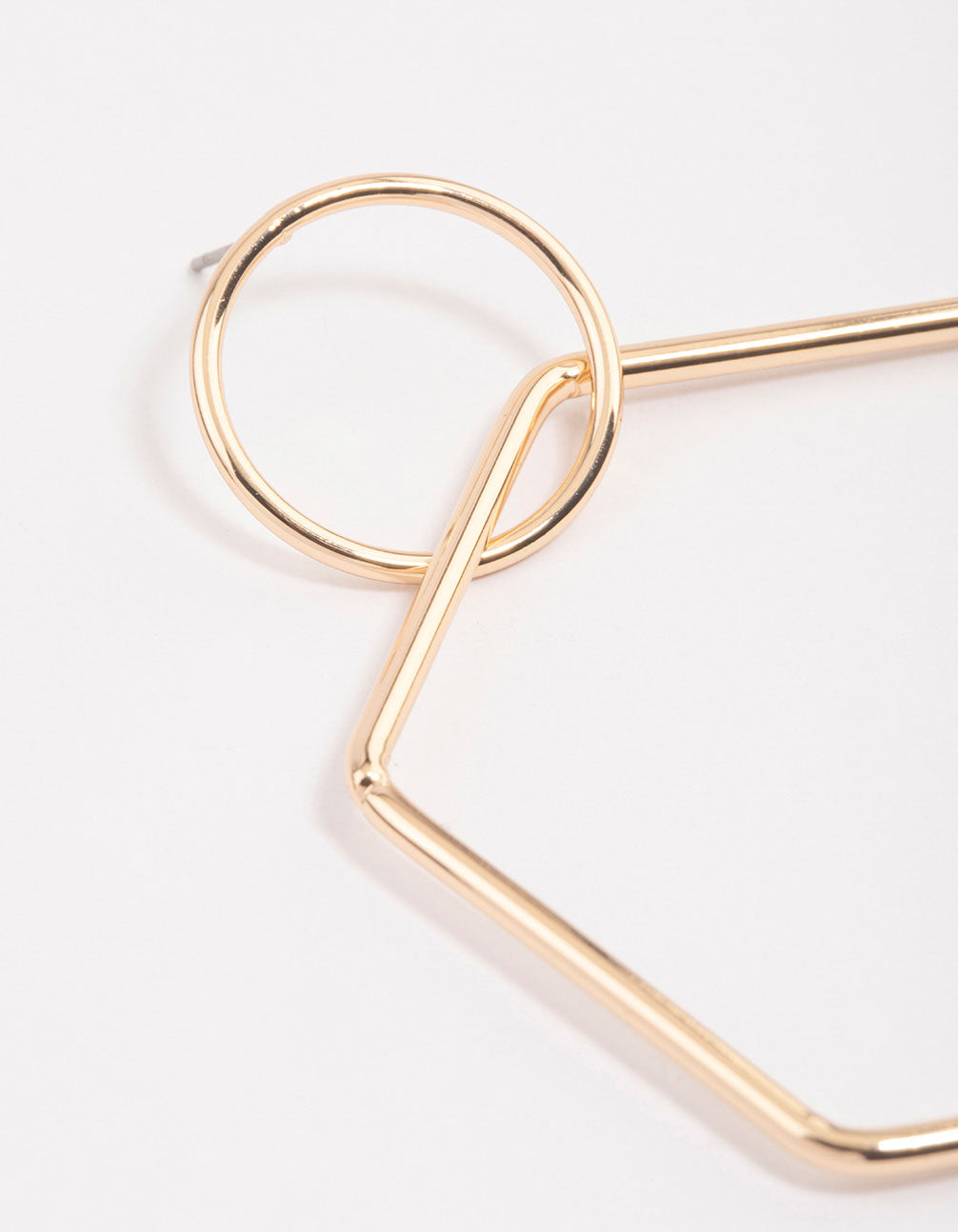 Stunning Gold-Toned Hexagon Design Drop Earrings with Double Tear Shape