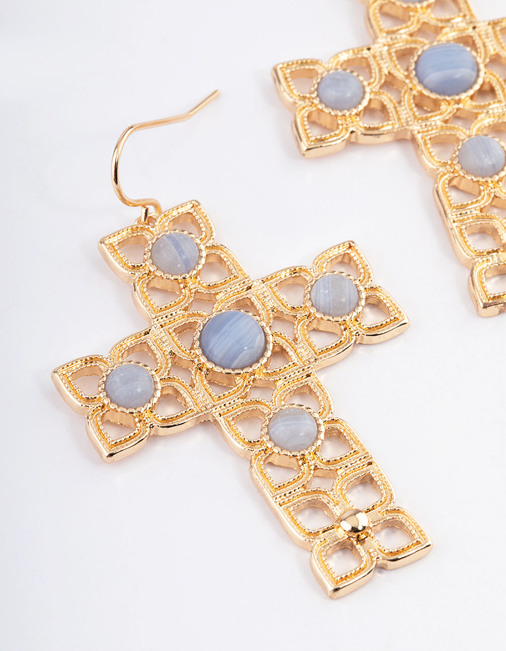 Elegant Gold-Tone Hinged Cross Earrings from Boho Luxe Collection