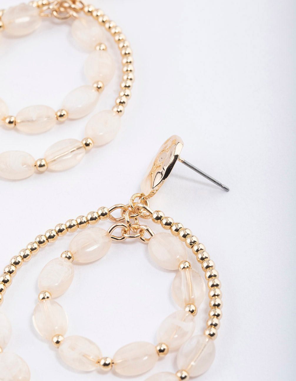 Gorgeous Gold Beaded and Stone-Embellished Loop Earrings