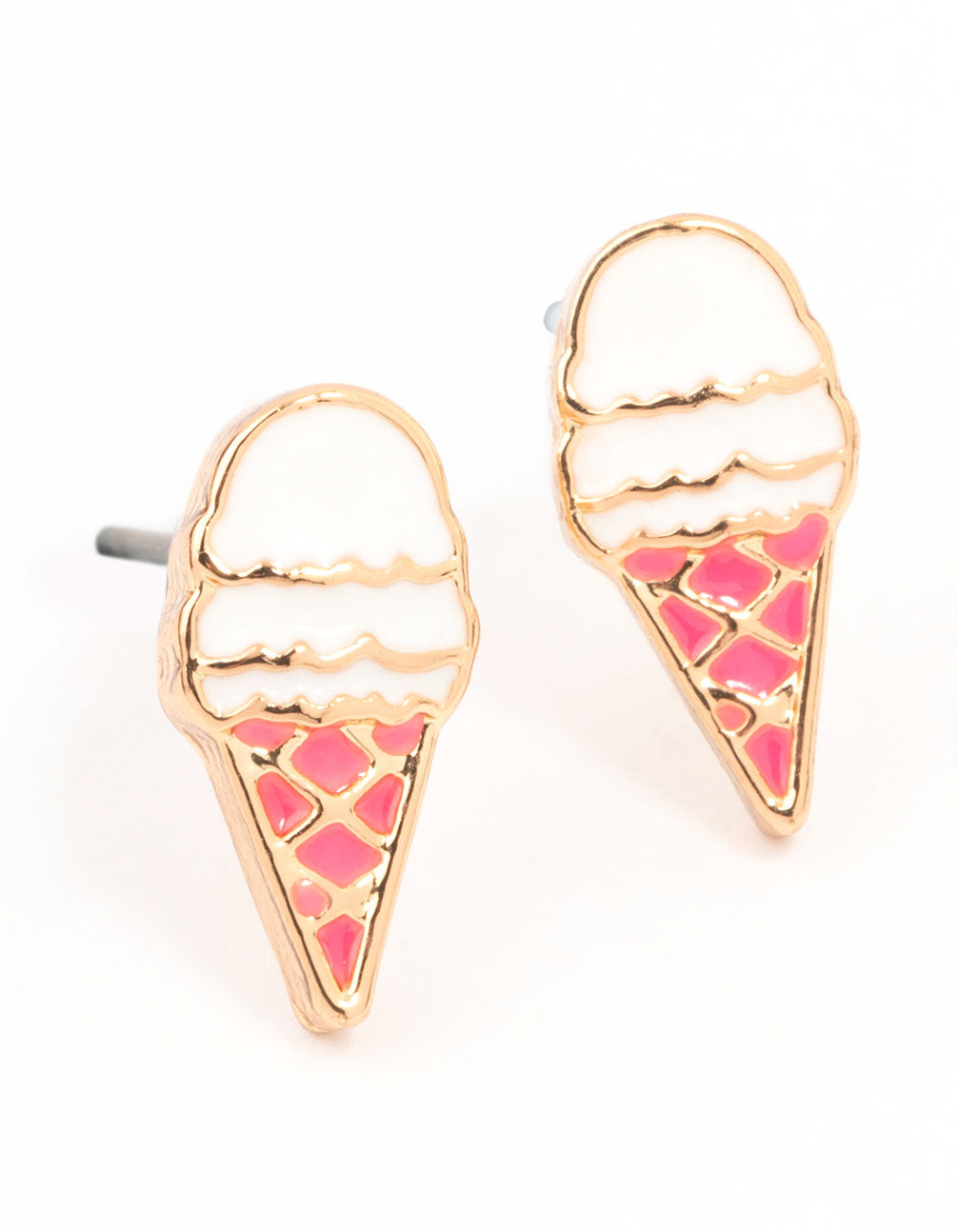 Gorgeous Gold-Plated Ice Cream Stud Earrings for a Playful Look