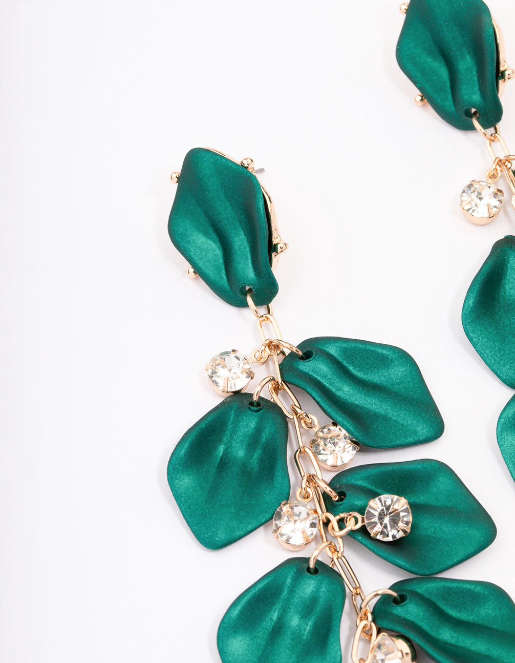Gorgeous Gold Iridescent Petal-Style Diamante Drop Earrings