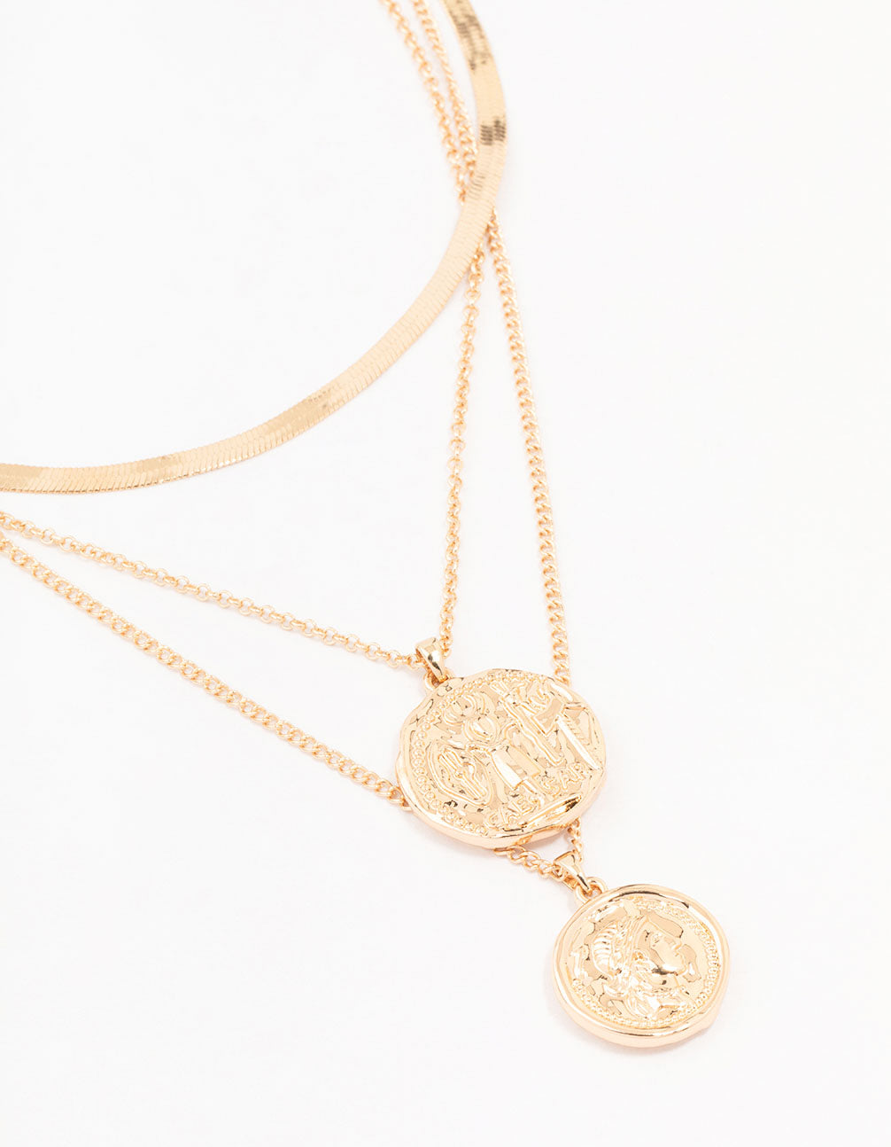 Stylish Gold Layered Coin Motif Necklace for Effortless Everyday Look