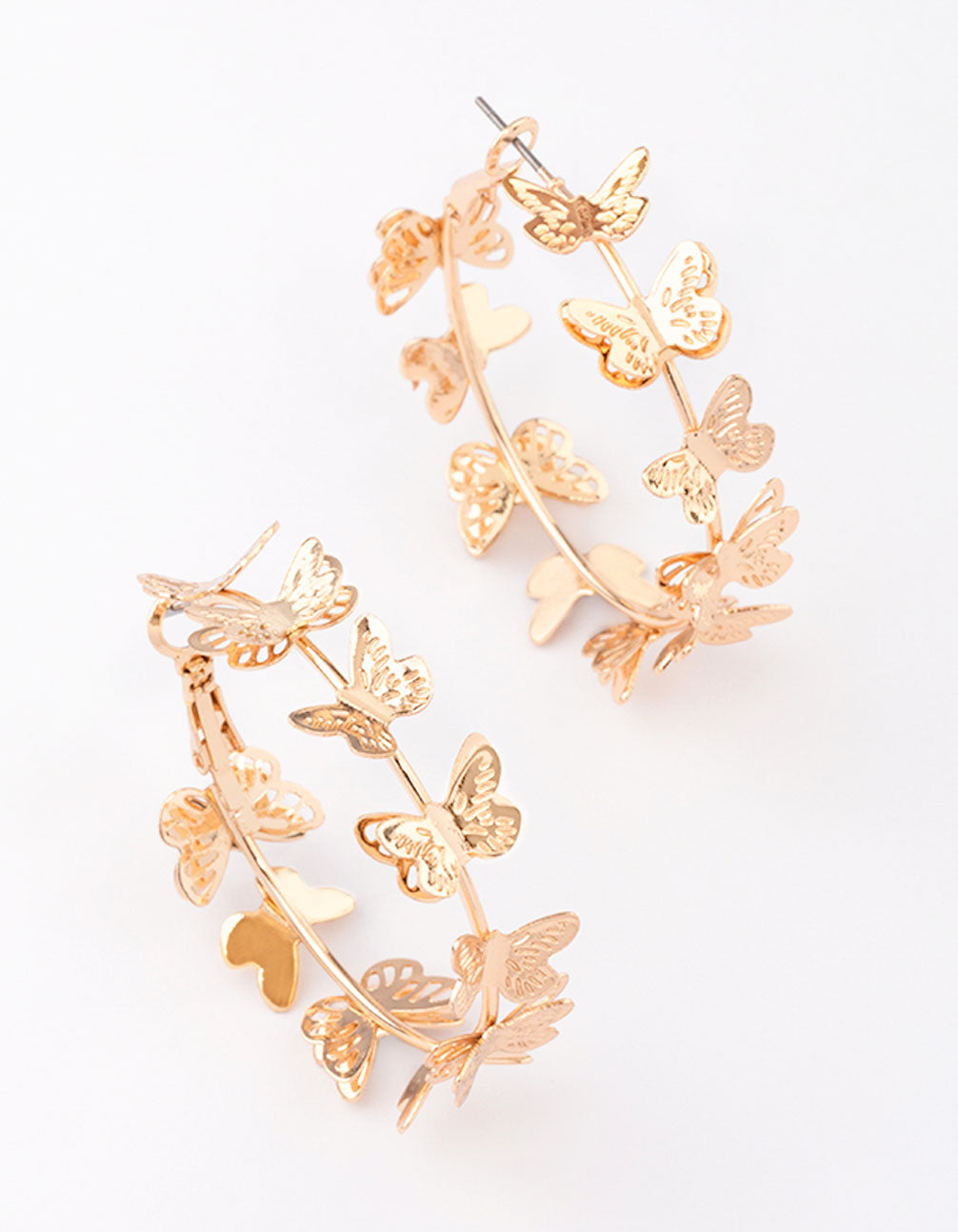 Medium-sized Gold Hoop Earrings with Enchanting Butterfly Motifs