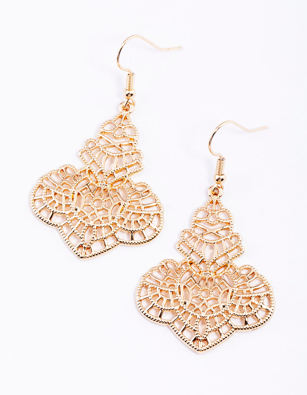 Stunning Gold Bohemian Filigree Style Drop Earrings for Women