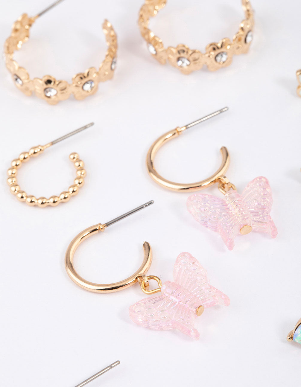 8-Piece Set of Gold Plated Butterfly and Garden Themed Earrings
