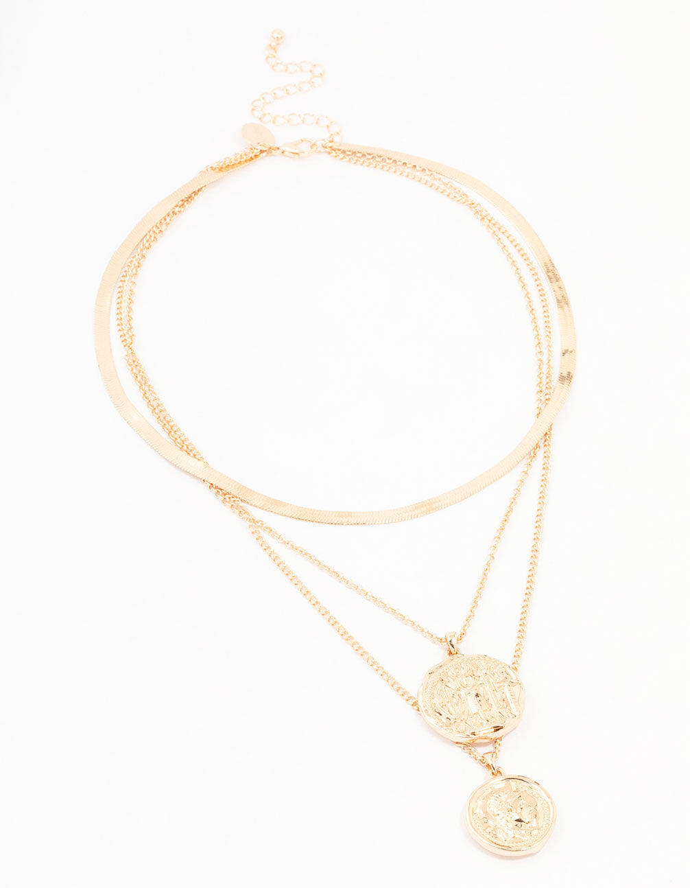 Stylish Gold Layered Coin Motif Necklace for Effortless Everyday Look