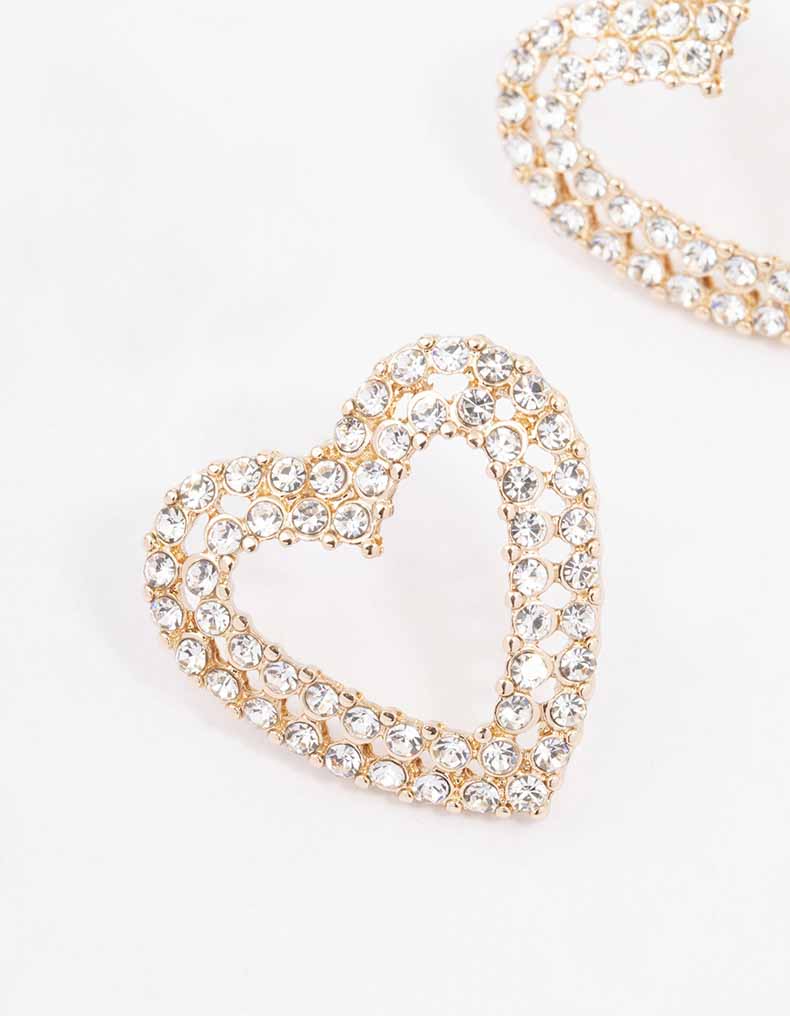 Gorgeous Gold-Toned Heart Stud Earrings for a Romantic Look