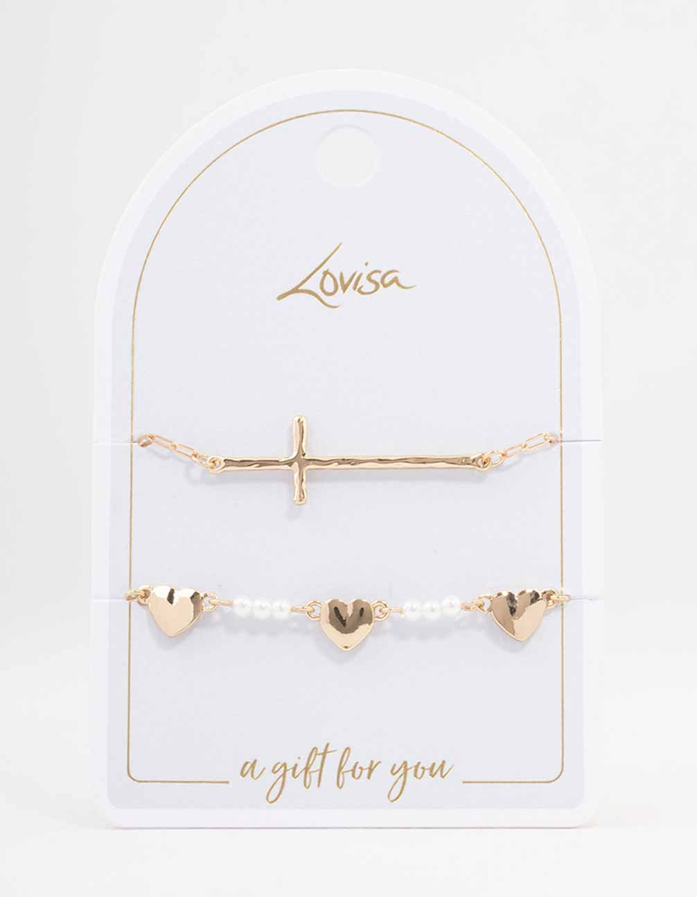 Exquisite Gold Heart Cross Bracelet for Special Gifting