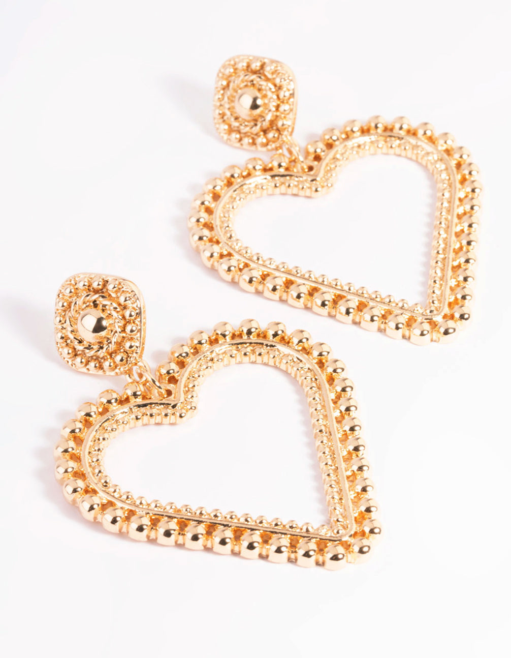 Gorgeous Gold Heart and Stud Drop Style Earrings - Jewelry for Fashion Statement