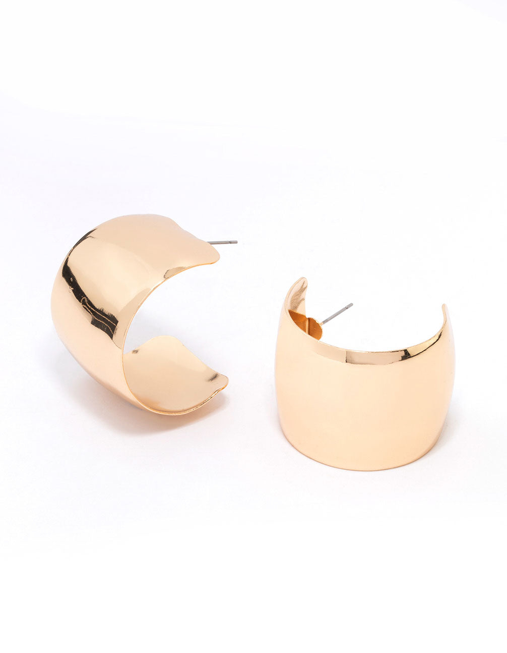 Large-sized Wide and Sleek Gold Hoop Earrings for Fashionable Stacking
