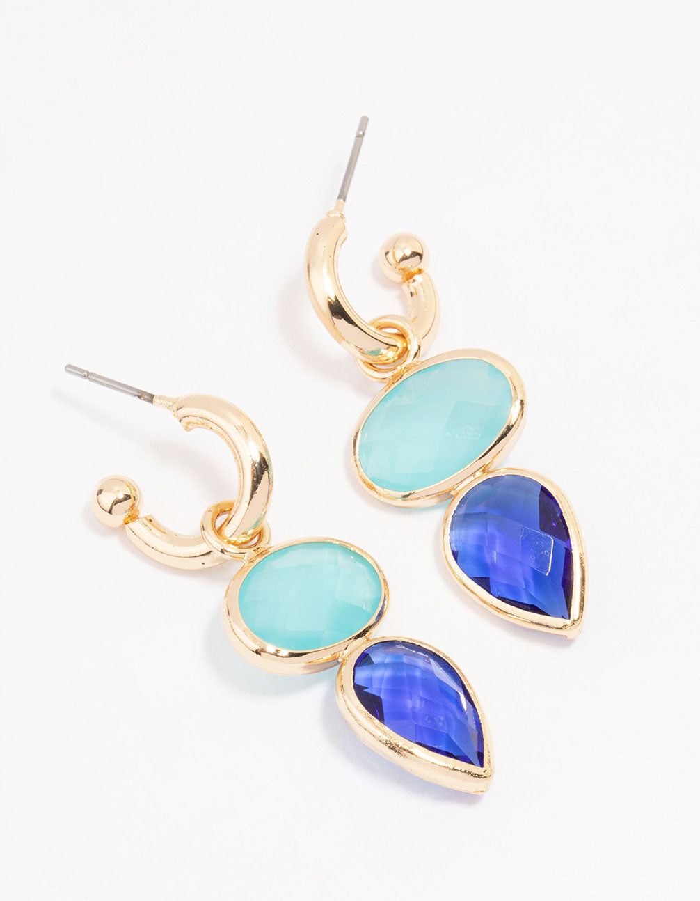 Exquisite Gold - Toned Organic Blue Stone Drop Earrings for Women