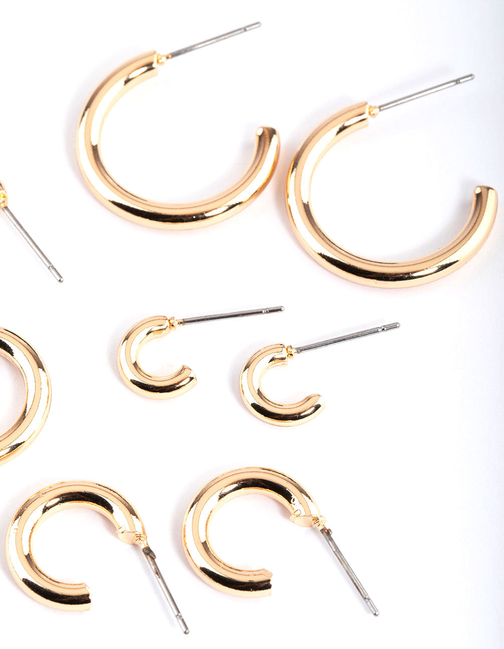 4-Pack Gold Basic Round Hoop Earrings for All Occasions