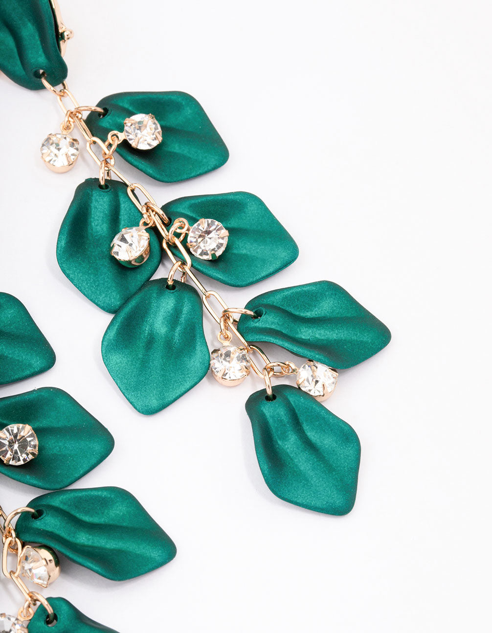Gorgeous Gold Iridescent Petal-Style Diamante Drop Earrings