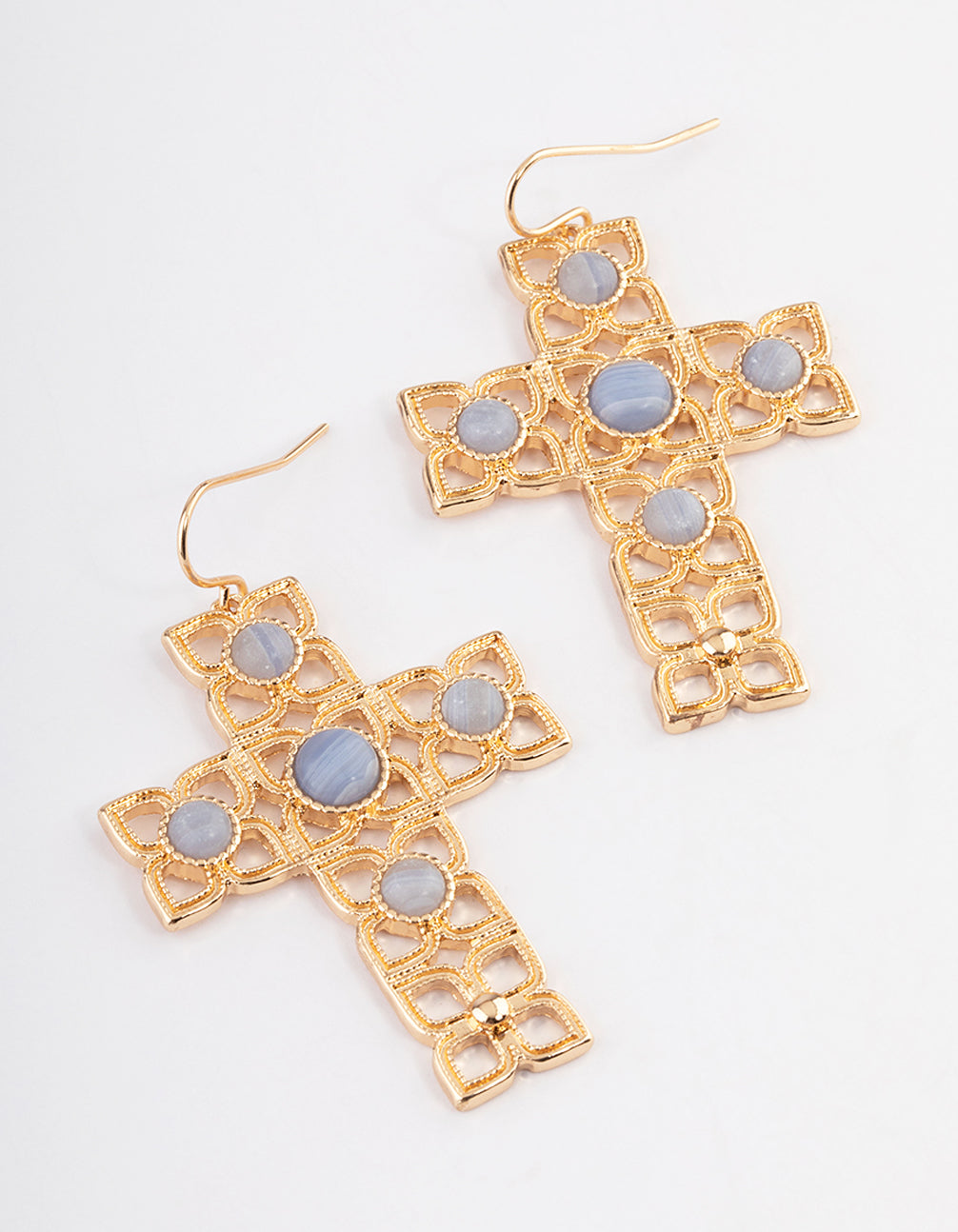 Elegant Gold-Tone Hinged Cross Earrings from Boho Luxe Collection