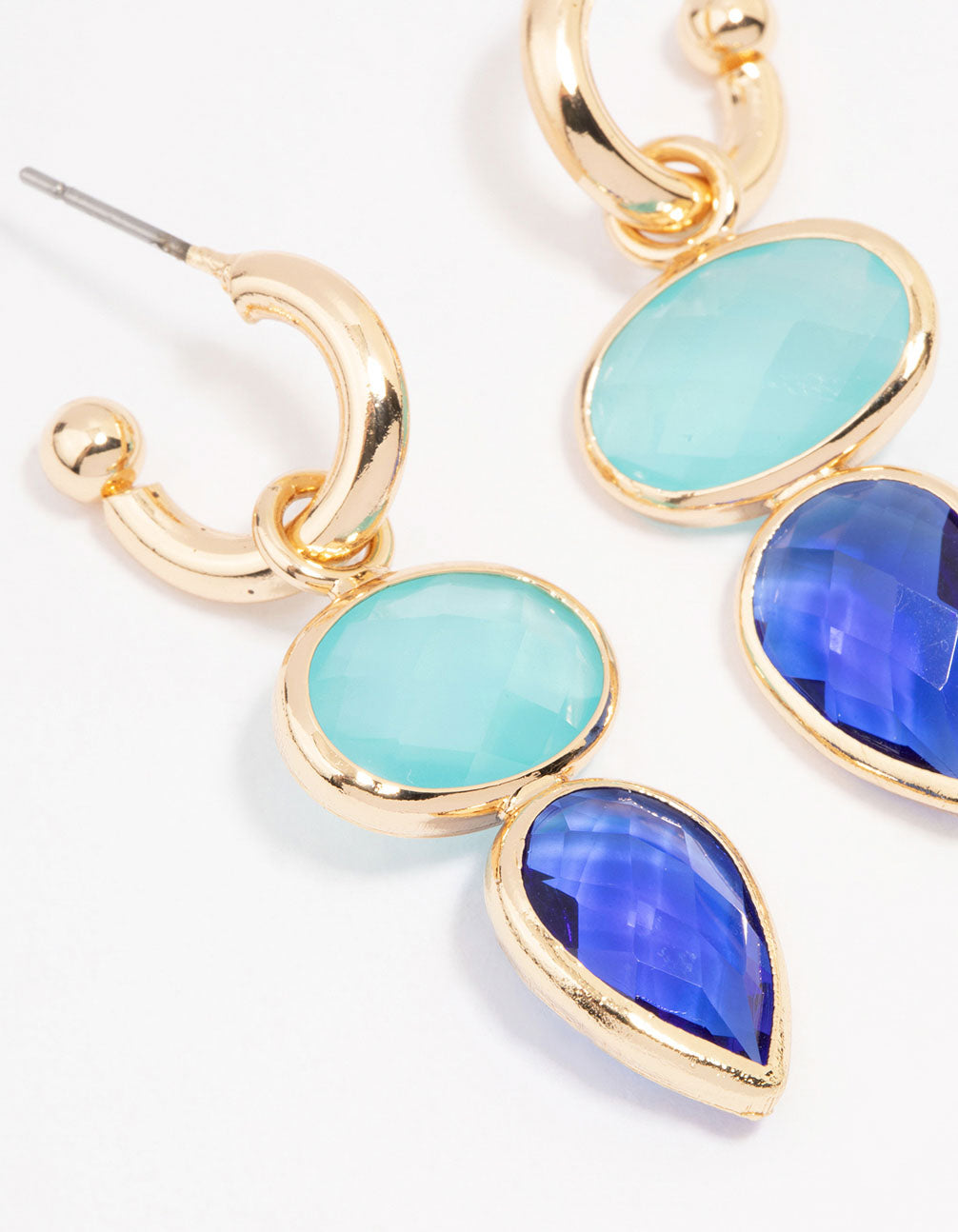 Exquisite Gold - Toned Organic Blue Stone Drop Earrings for Women