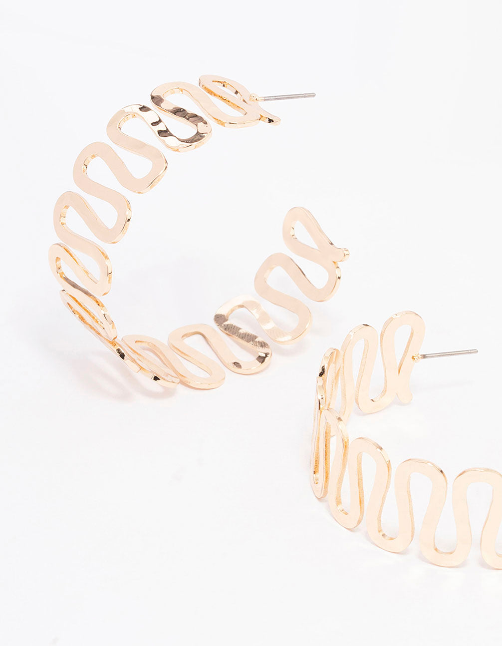 Large Gold Swirl Design Hoop Earrings for Beachy and Trendy Look