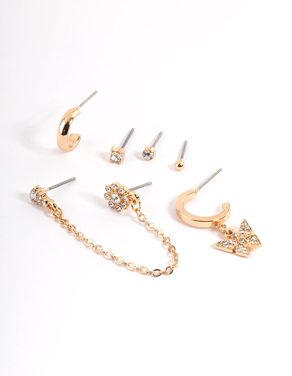 Stylish Gold Butterfly-themed Garden Stackable Stud Earrings for a Fashionable Look
