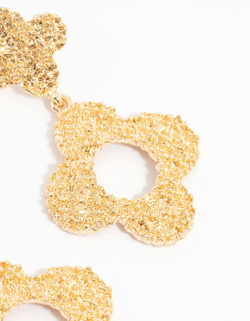 Stylish Gold Hollow Floral Drop Earrings for Elegant Look