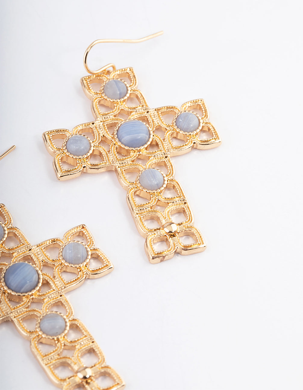 Elegant Gold-Tone Hinged Cross Earrings from Boho Luxe Collection