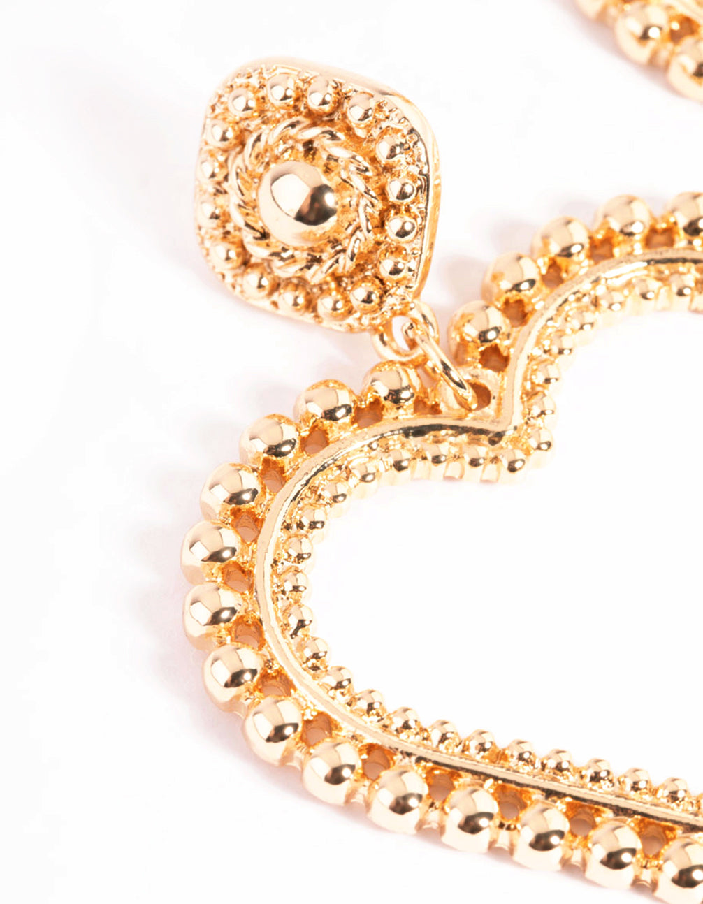 Gorgeous Gold Heart and Stud Drop Style Earrings - Jewelry for Fashion Statement