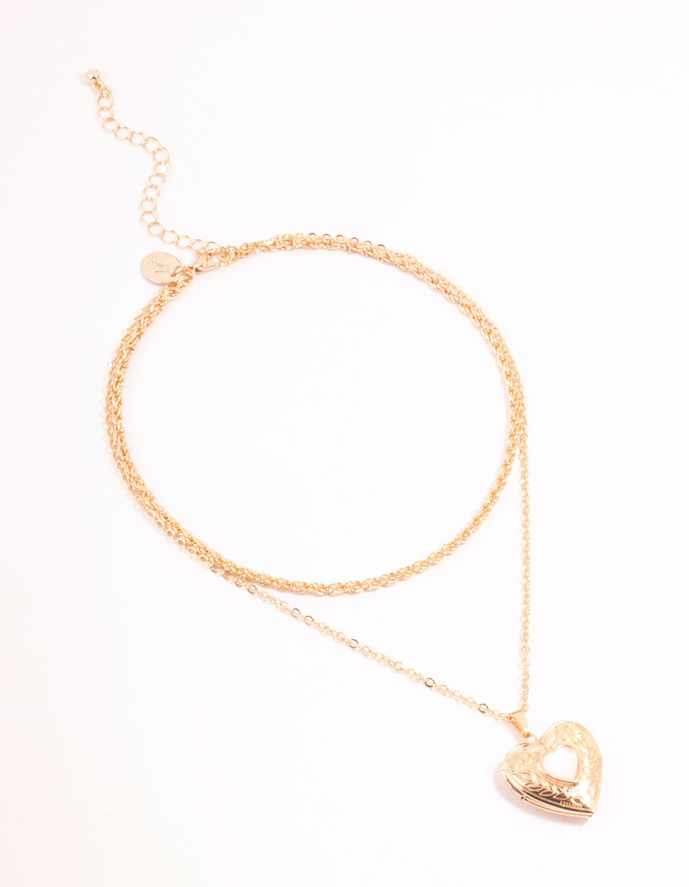 Stylish Gold-Toned Heart Locket Layered Necklace for Fashion Enhancement