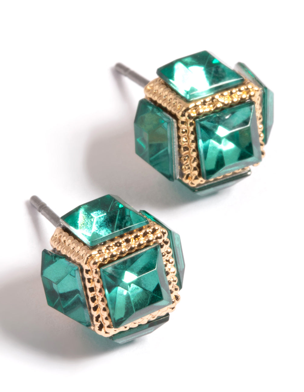 Stylish Gold Buldge Cube Stud Earrings for Trendy Look