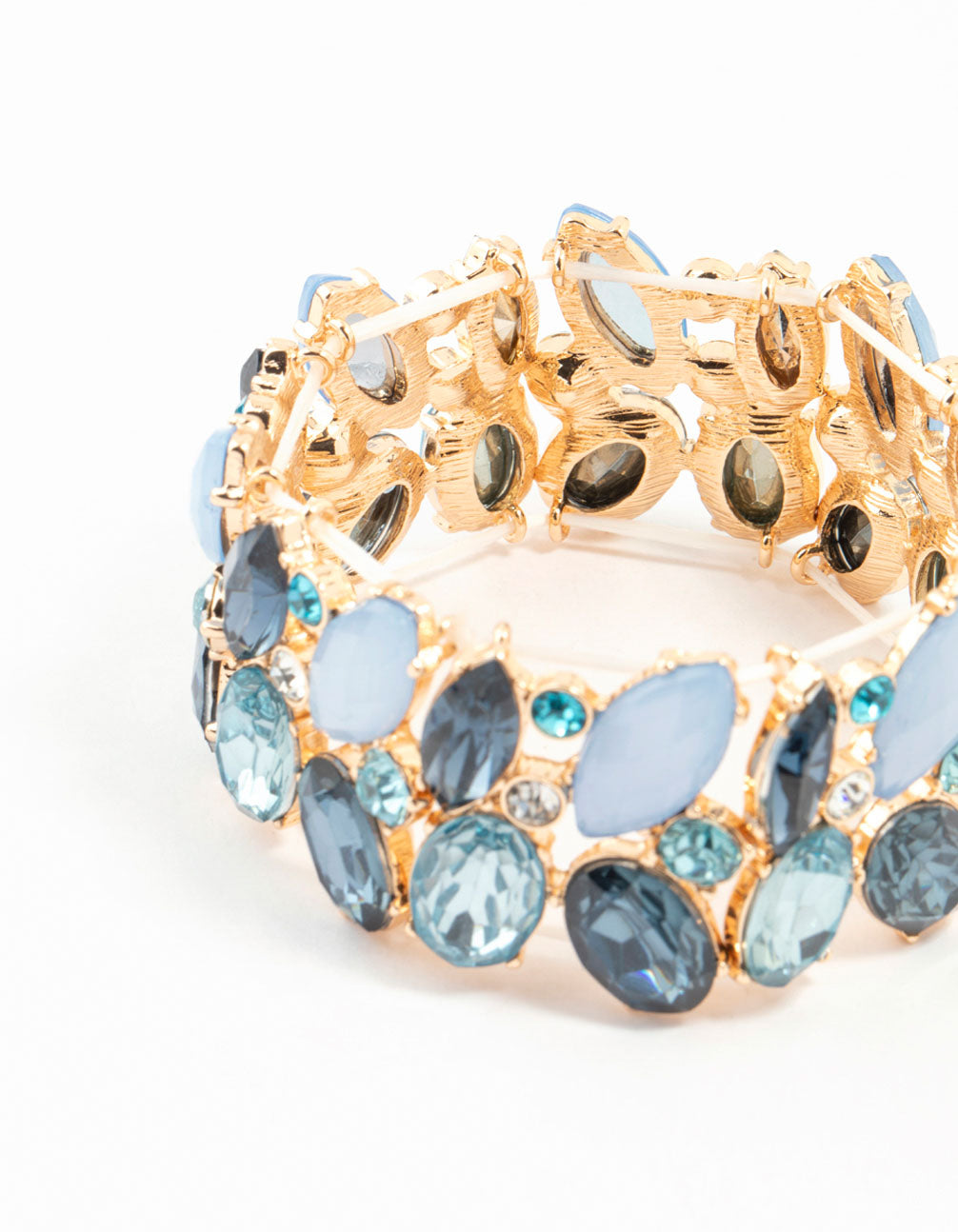 Gorgeous Gold and Blue Crystal Cluster Bracelet for Trendy Look