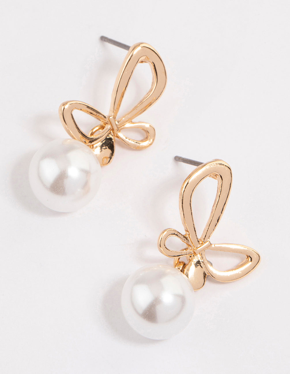 Gorgeous Gold Butterfly Pearl Dangle Earrings for Stylish Look