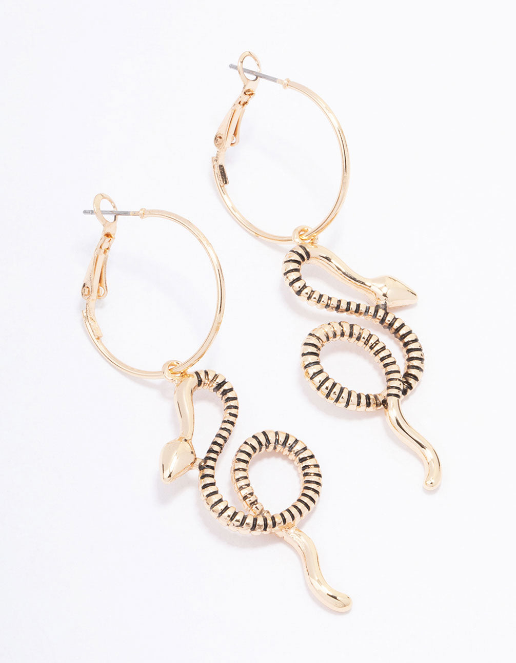 Exquisite Antique Gold-Colored Swirling Snake Design Drop Earrings for Fashionable Women