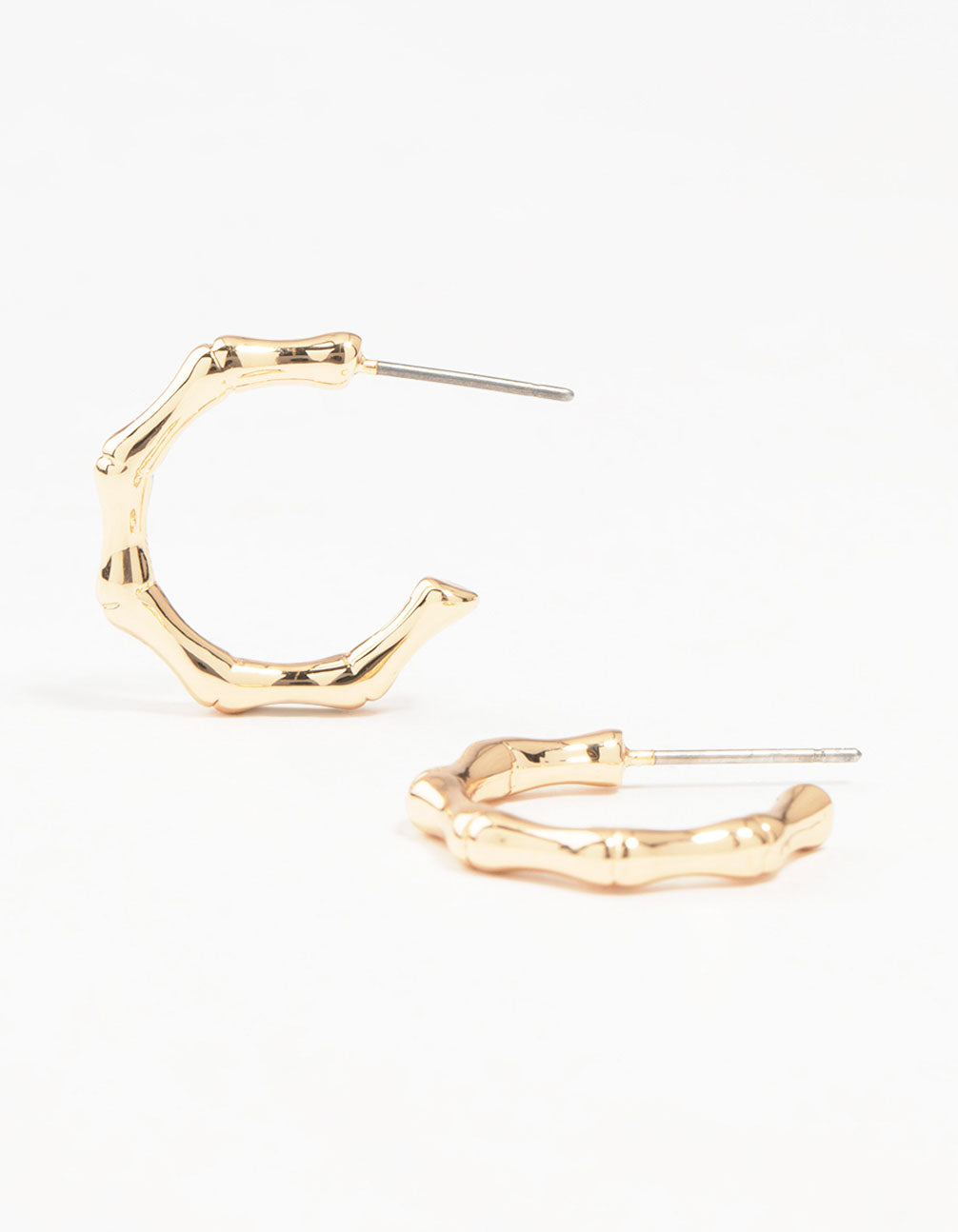 Stylish Gold-Toned Bamboo Hoop Earrings for a Fashionable Look