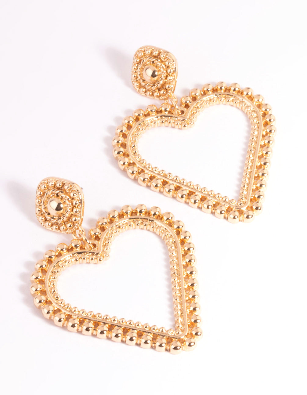 Gorgeous Gold Heart and Stud Drop Style Earrings - Jewelry for Fashion Statement