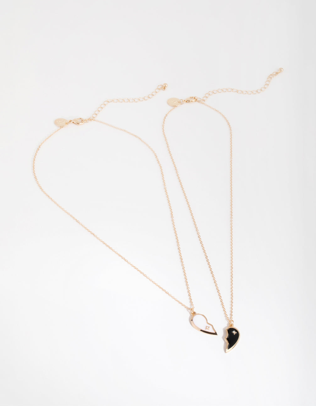 Stylish Gold, Black & White Half Yin Yang Necklace Set for Friends