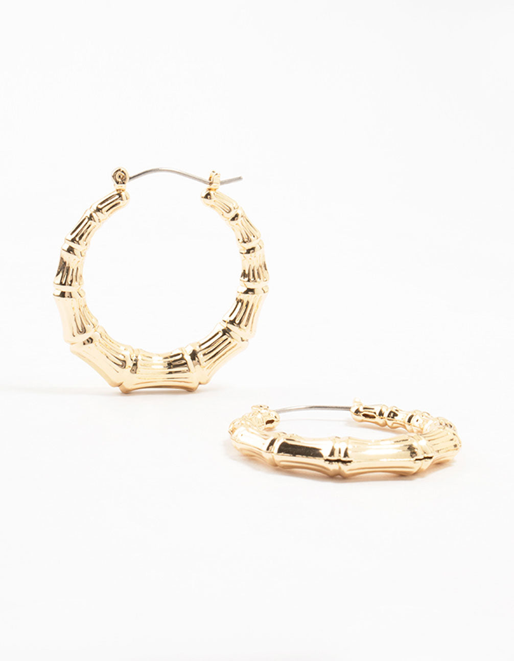 Stylish Gold Plated Bamboo Design Hoop Earrings for Women