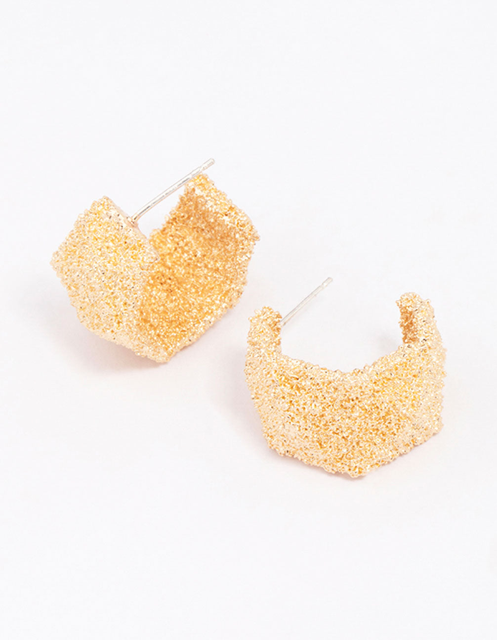 Small Gold-Toned Hammered Hoop Earrings for Women