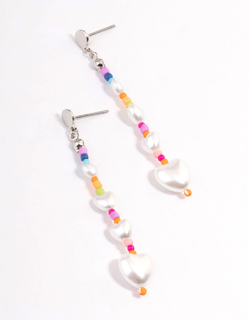 Trendy Gold Heart and Bead Drop Earrings Inspired by Early 2000s