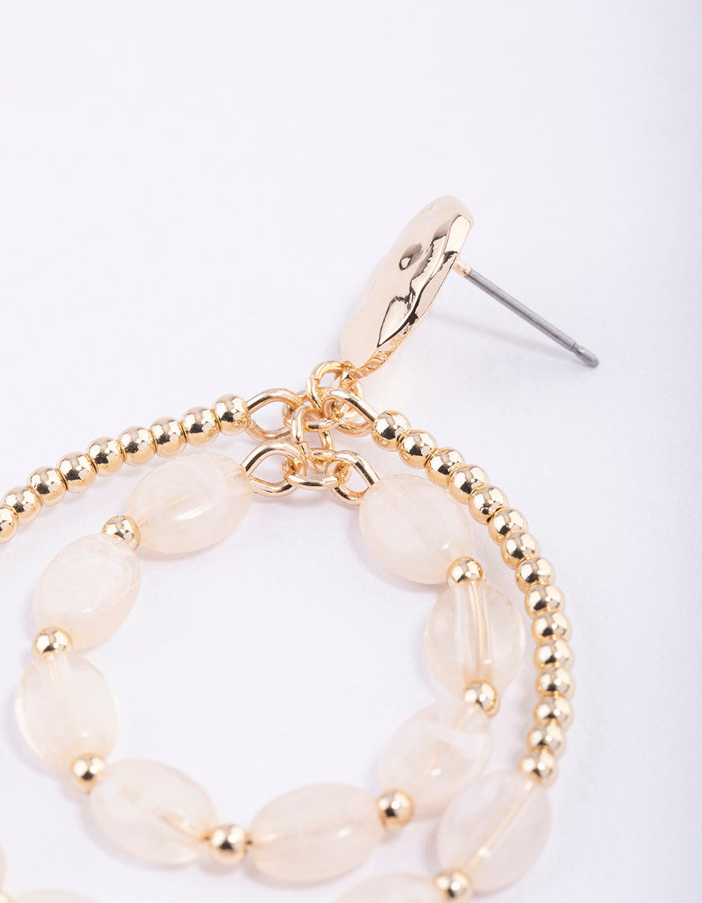 Gorgeous Gold Beaded and Stone-Embellished Loop Earrings
