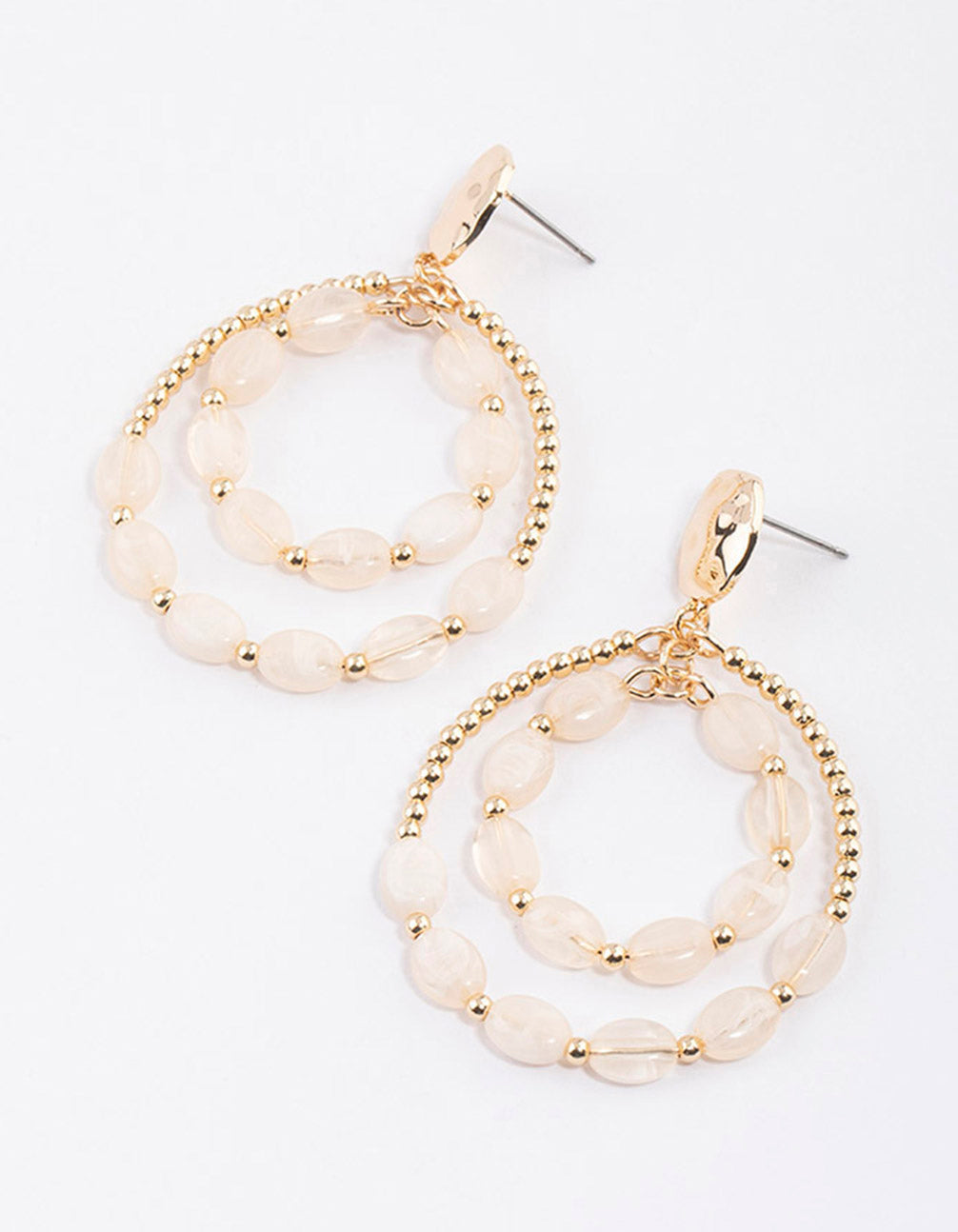 Gorgeous Gold Beaded and Stone-Embellished Loop Earrings