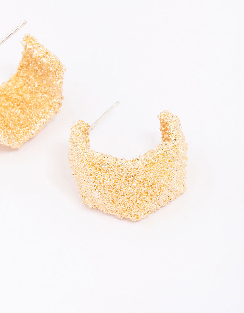 Small Gold-Toned Hammered Hoop Earrings for Women