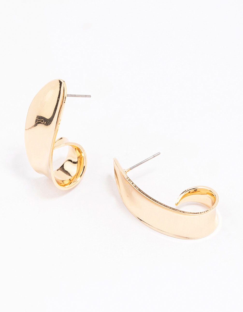 Gorgeous Gold-Toned Hammered Design Wide Circular Hoop Earrings for Ear Stack